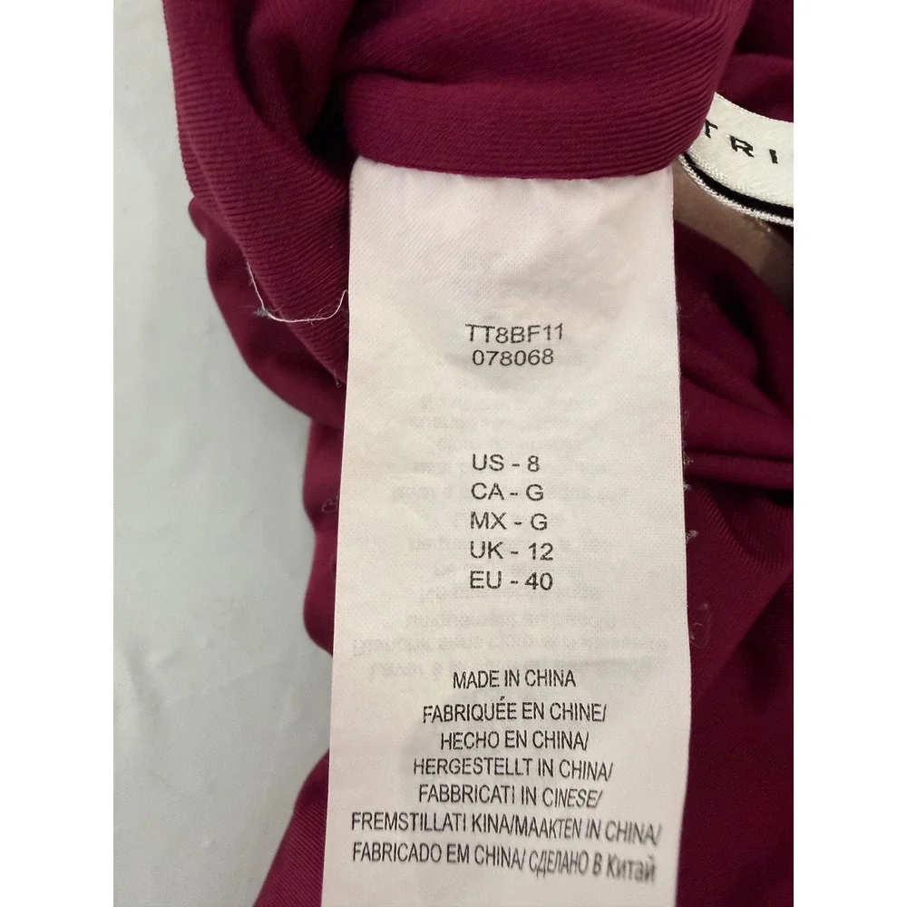 Trina Turk Women Burgundy Ruffle Off Shoulder One Piece Swimsuit Size 8